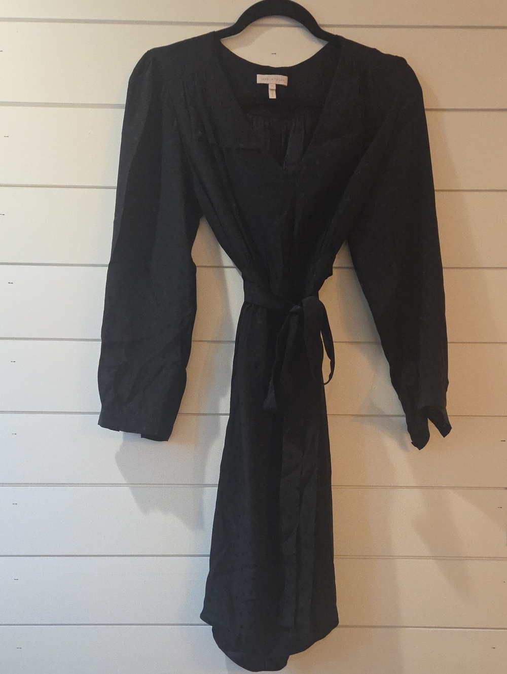 Rebecca Taylor size 6 Black Silk Dress with Tie Belt